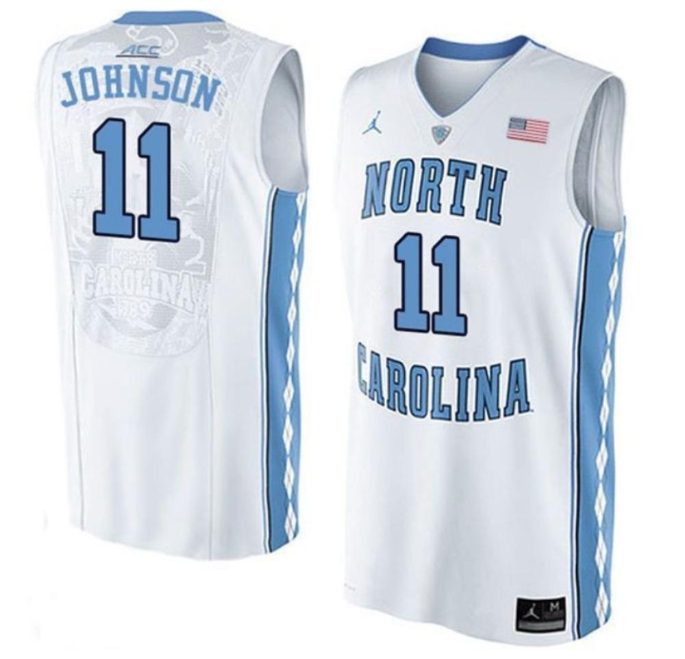 North Carolina Tar Heels 11 Brice Johnson College Basketball 3d Jersey White