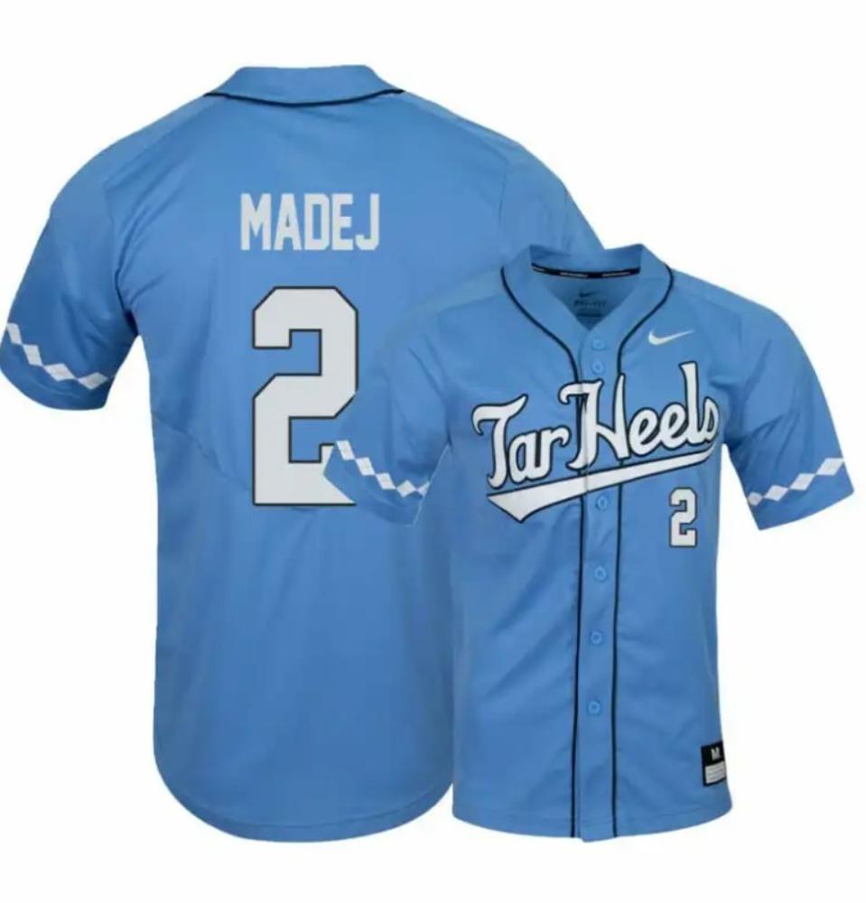 North Carolina Tar Heels 2 Mikey Madej Blue Elite Baseball Jersey
