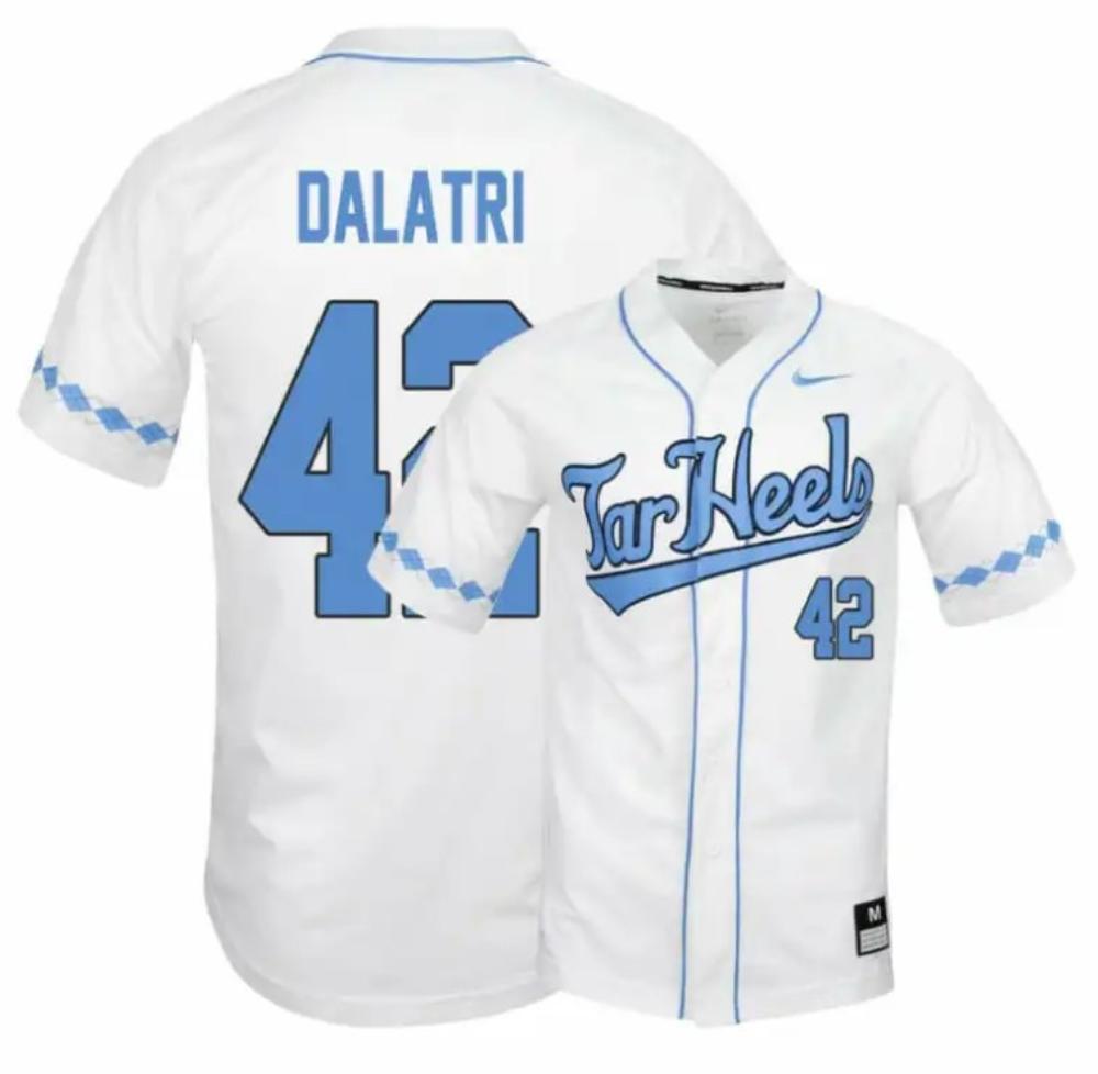 North Carolina Tar Heels 42 Gianluca Dalatri White Elite Baseball Jersey