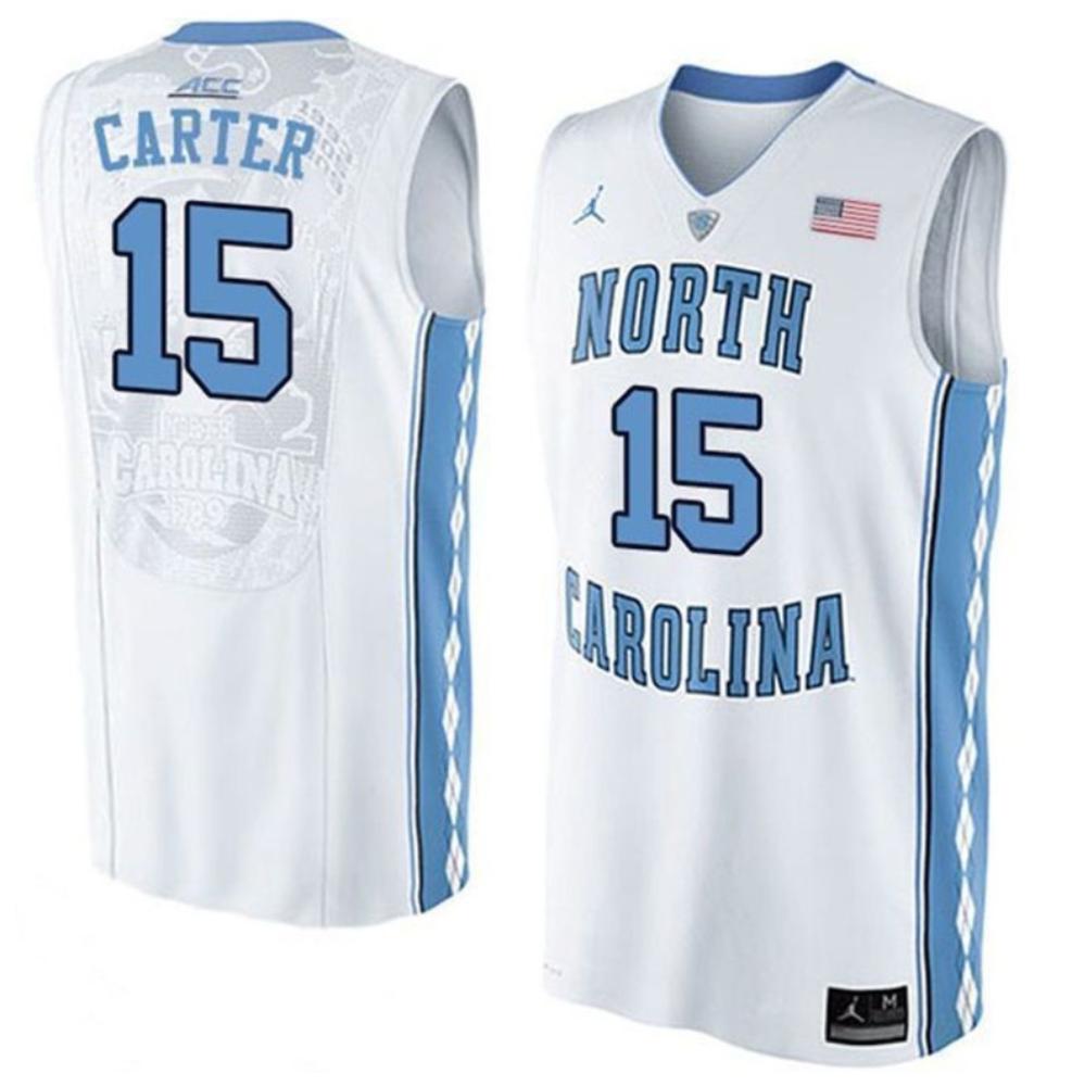 North Carolina Tar Heels White Vince Carter 15 College Basketball Jersey White