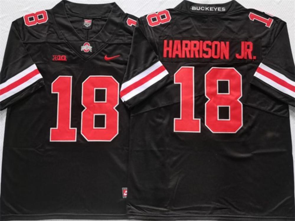 Ohio State Buckeyes 18 Harrinson Jr Blackred Stitched Jersey