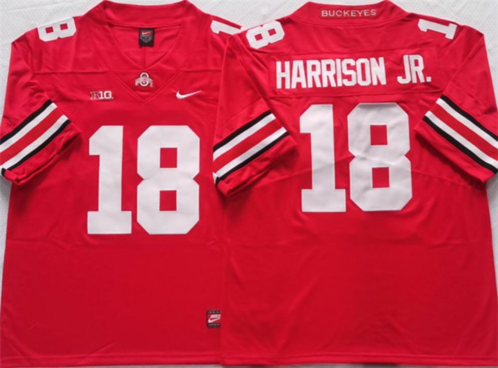 Ohio State Buckeyes 18 Harrinson Jr Red Stitched Jersey