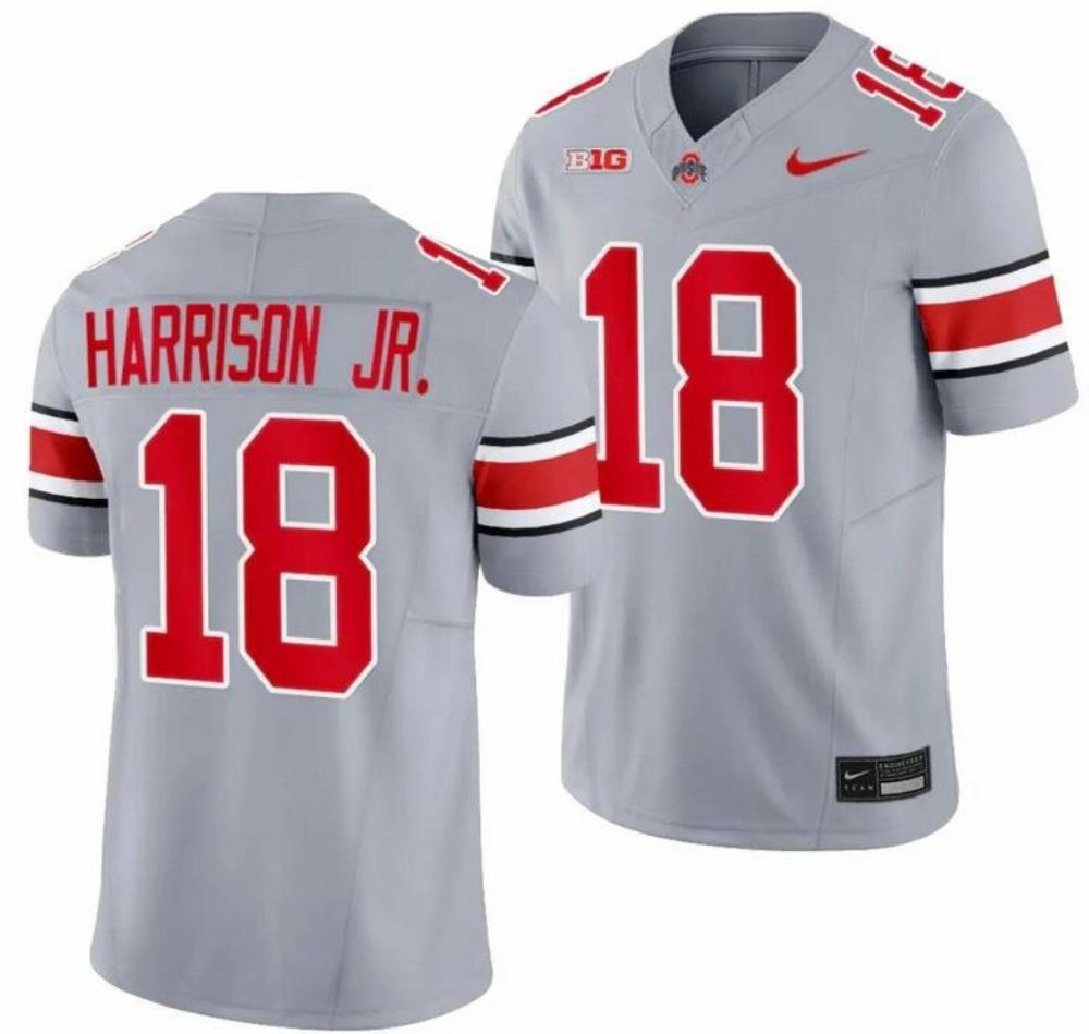 Ohio State Buckeyes 18 Marvin Harrison Gray 2023 Fuse Limited Stitched Foo