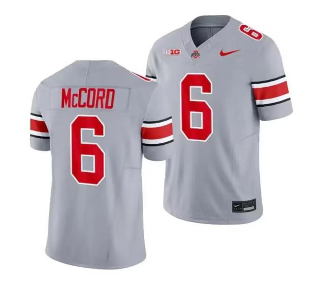 Ohio State Buckeyes 6 Kyle Mccord Gray 2023 Limited Stitched Football Jersey