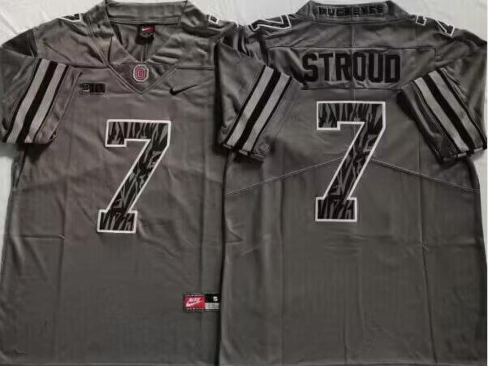 Ohio State Buckeyes 7 Cj Stroud Gray Stitched Football Jersey