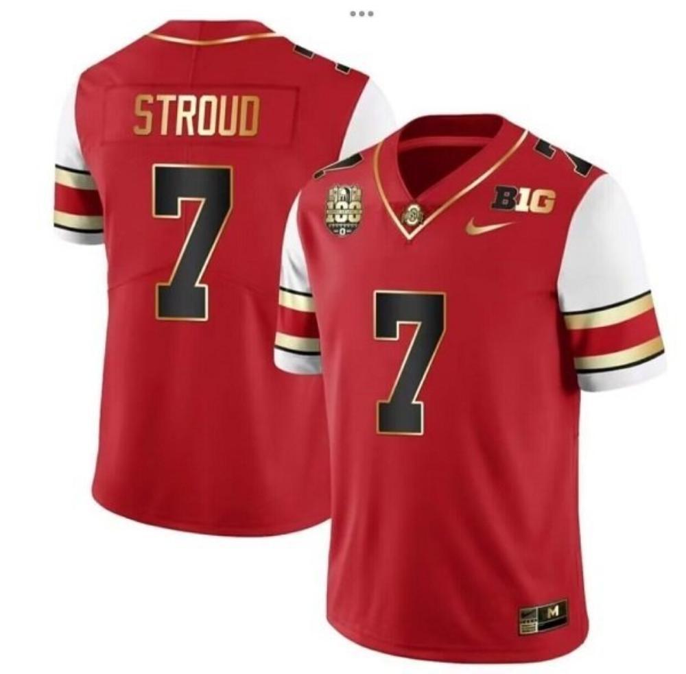 Ohio State Buckeyes 7 Cj Stroud Red Stitched Football Jersey