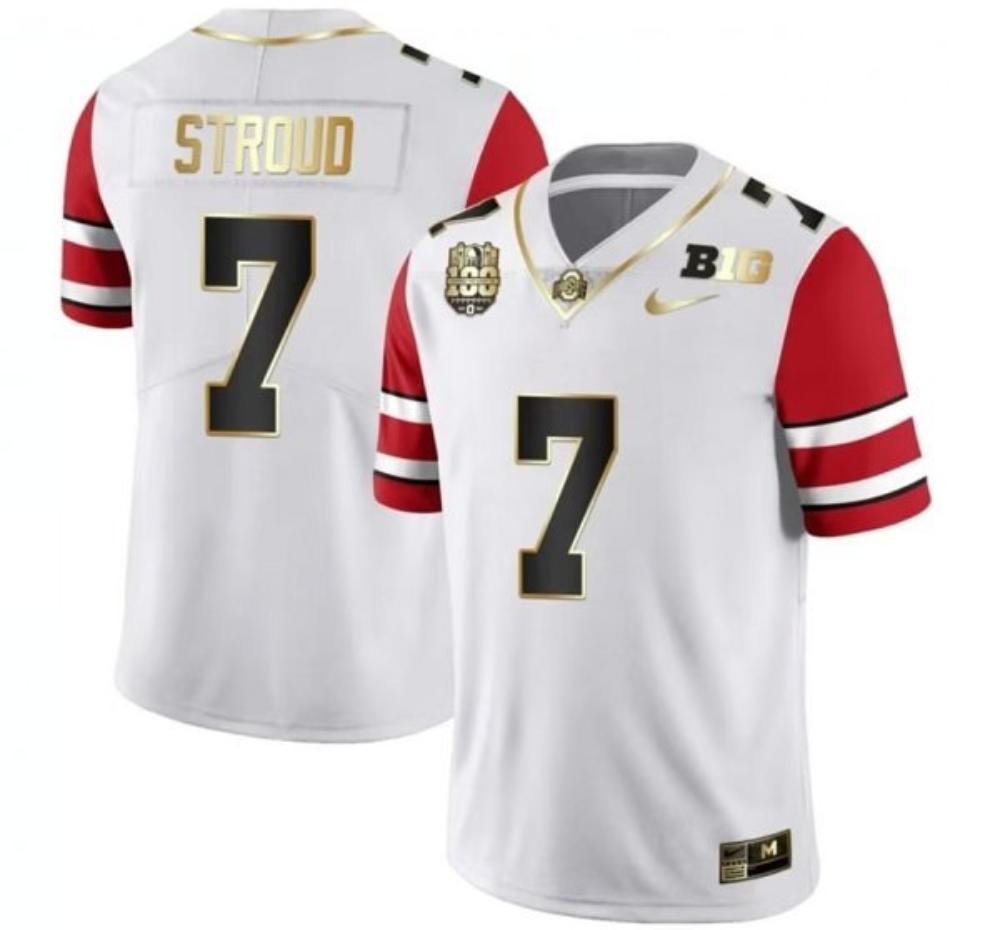 Ohio State Buckeyes 7 Cj Stroud White Stitched Football Jersey