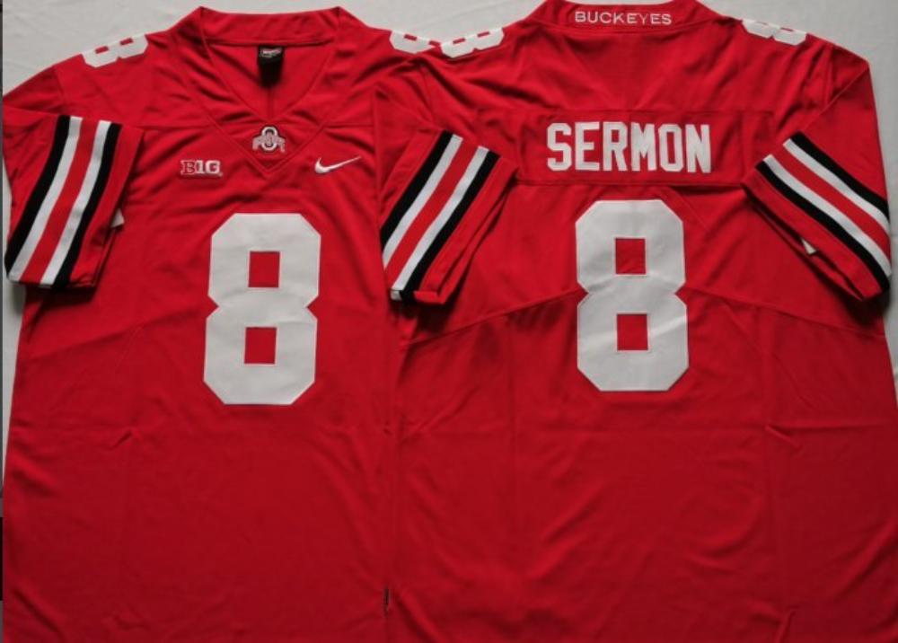 Ohio State Buckeyes 8 Trey Sermon Red Stitched Jersey