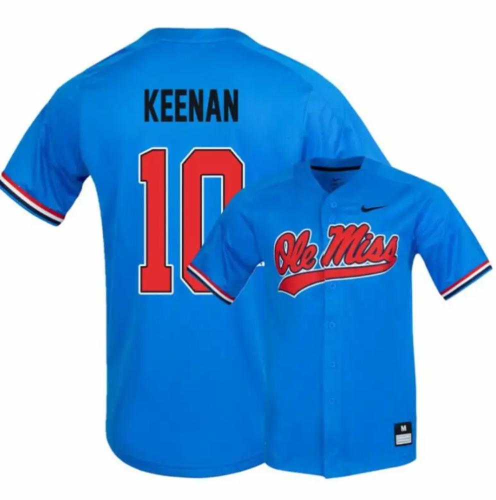 Ole Miss Rebels 10 Tyler Keenan Blue College Baseball Jersey