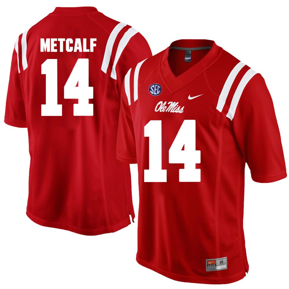 Ole Miss Rebels 14 Dk Metcalf Ncaa College Football Jersey Red