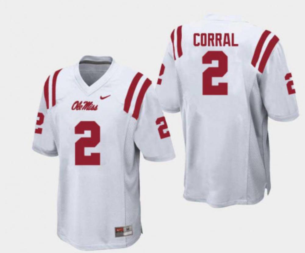 Ole Miss Rebels 2 Matt Corral Jersey White