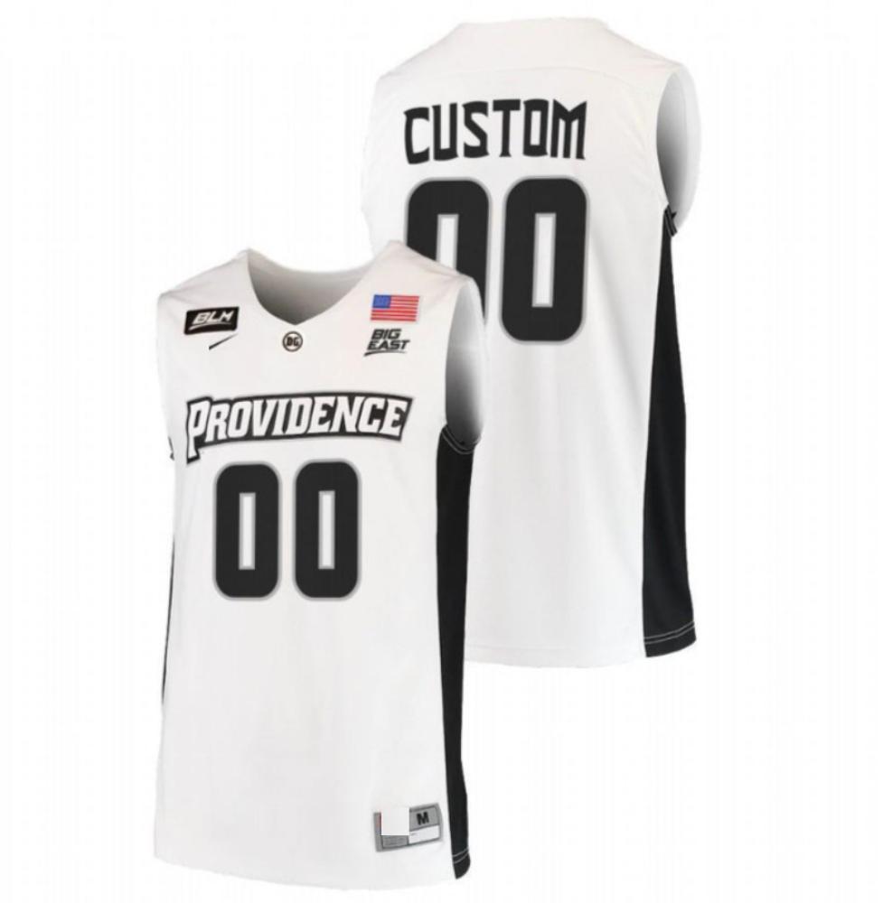 Providence Friars White College Basketball White Jersey 00 Custom