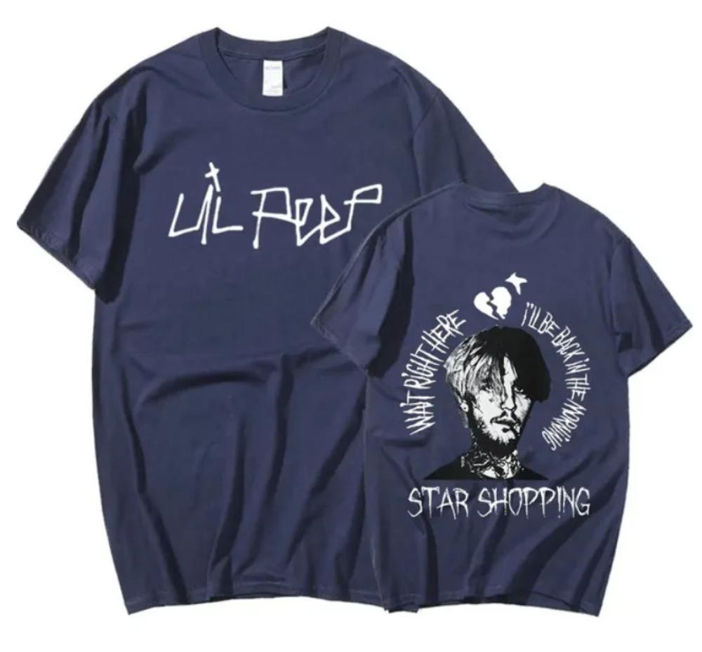 Rapper Lil Peep What Right Here Ill Be Back In The Morning Tshirt Navy