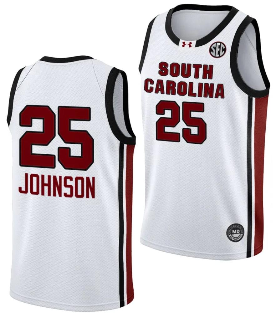 Raven Johnson Jersey 25 South Carolina Gamecocks College Basketball 2023 24 Wh