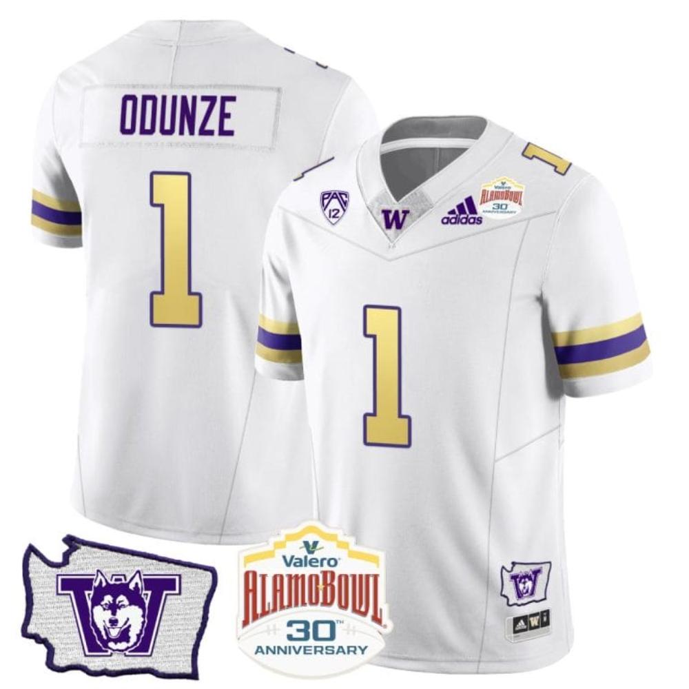 Rome Odunze Jersey 1 Washington Huskies Alamo Bowl Patch Football Husky Royalty