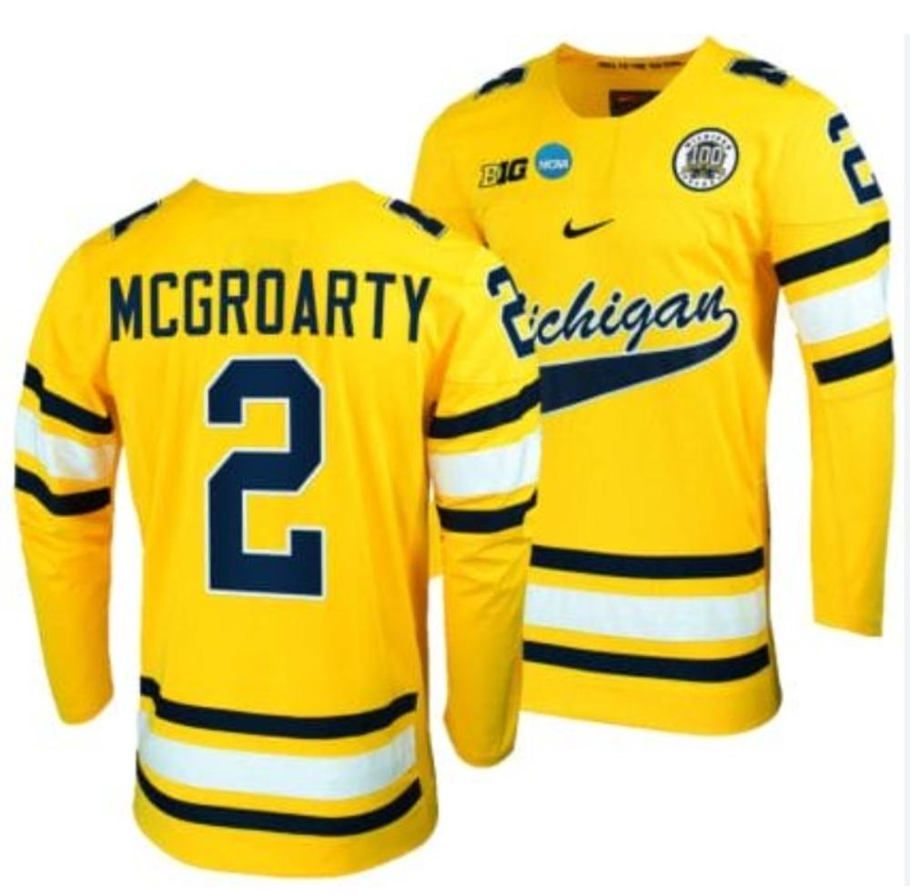 Rutger Mcgroarty 2 Michigan Wolverines Jersey 2024 Ncaa Mens Hockey Champions