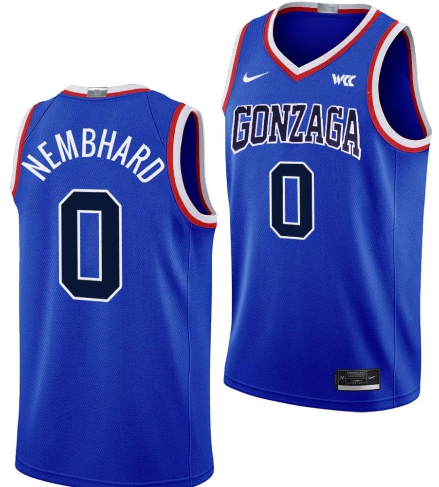 Ryan Nembhard Jersey 0 Gonzaga Bulldogs Throwback Basketball Uniform 2023 24 B