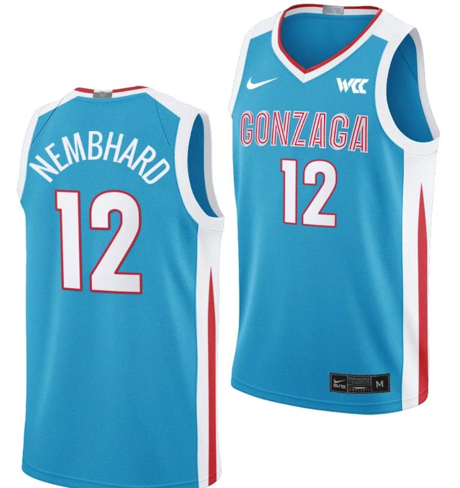 Ryan Nembhard Jersey 12 Gonzaga Bulldogs Nil College Basketball Blue