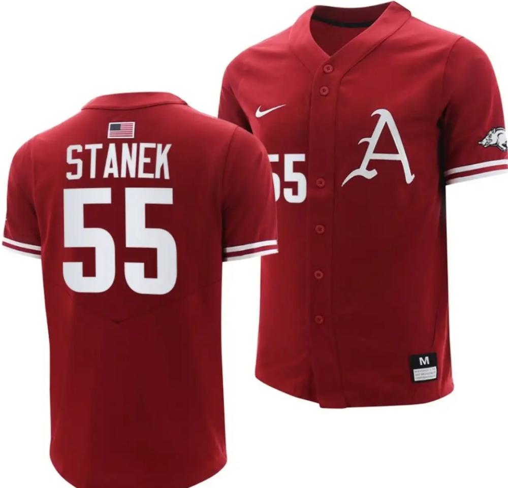 Ryne Stanek Jersey Arkansas Razorbacks College Baseball Cardinal 55