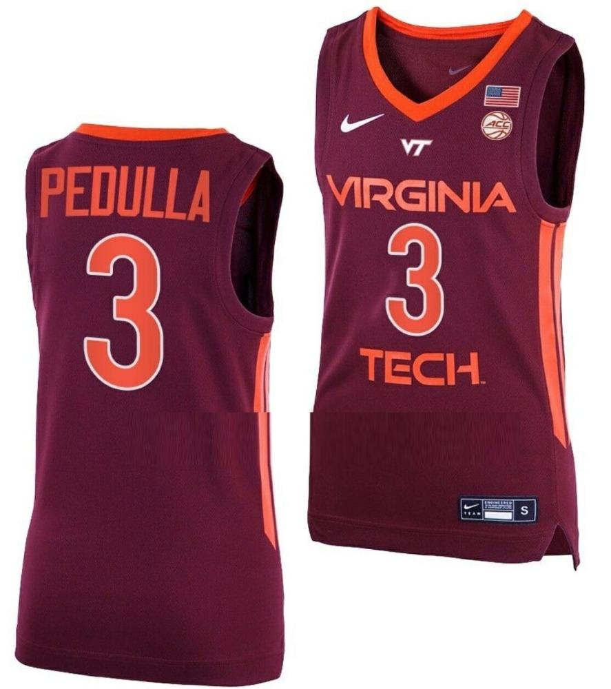 Sean Pedulla Jersey Virginia Tech Hokies College Basketball Away Maroon 3