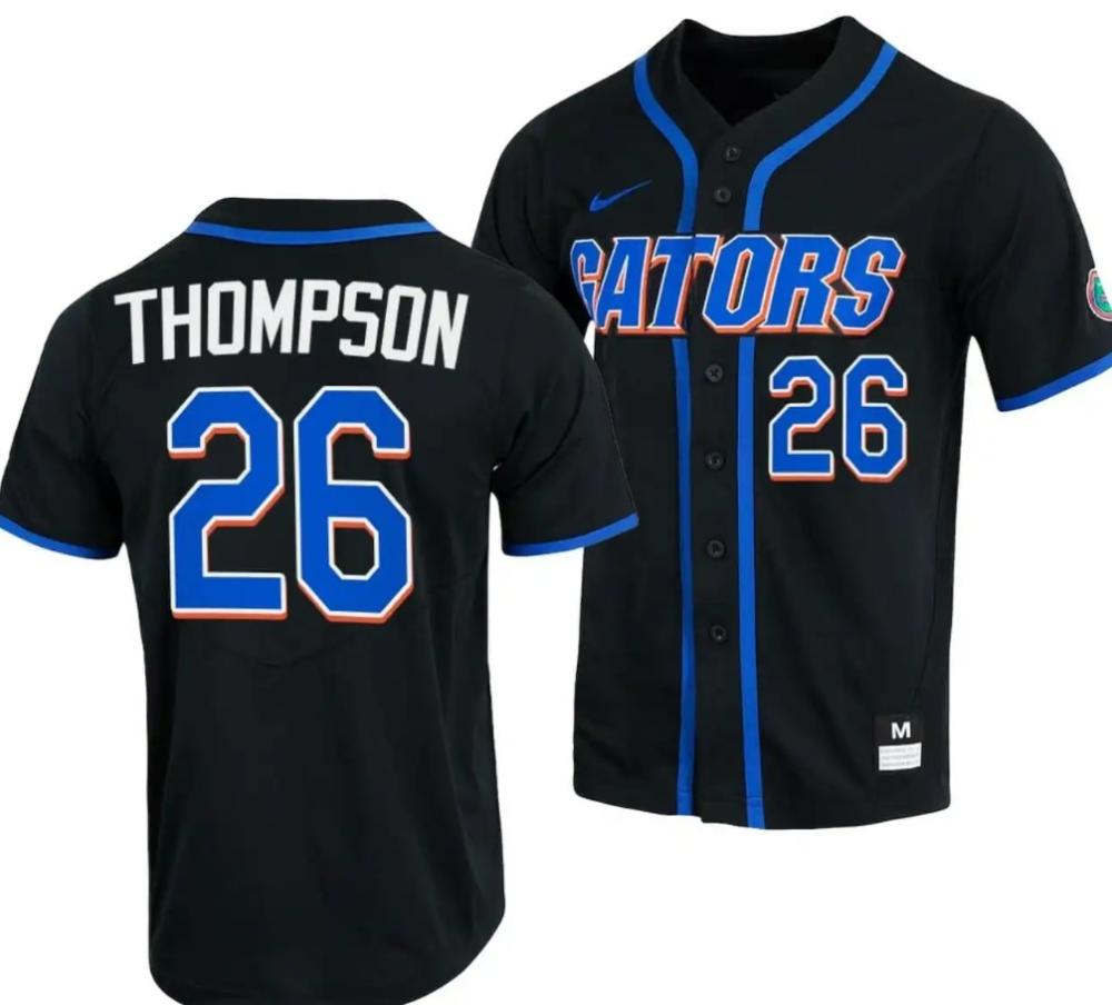 Sterlin Thompson Jersey Florida Gators College Baseball Full button Black 26