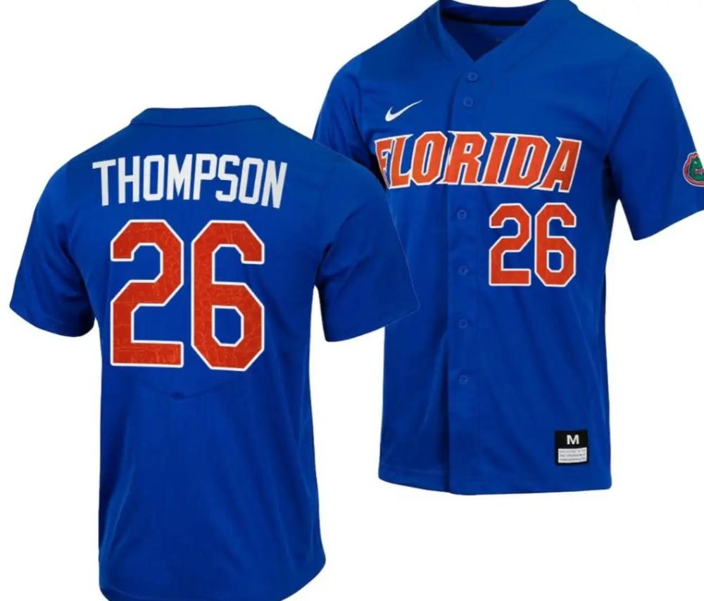 Sterlin Thompson Jersey Florida Gators College Baseball Full button Royal 26