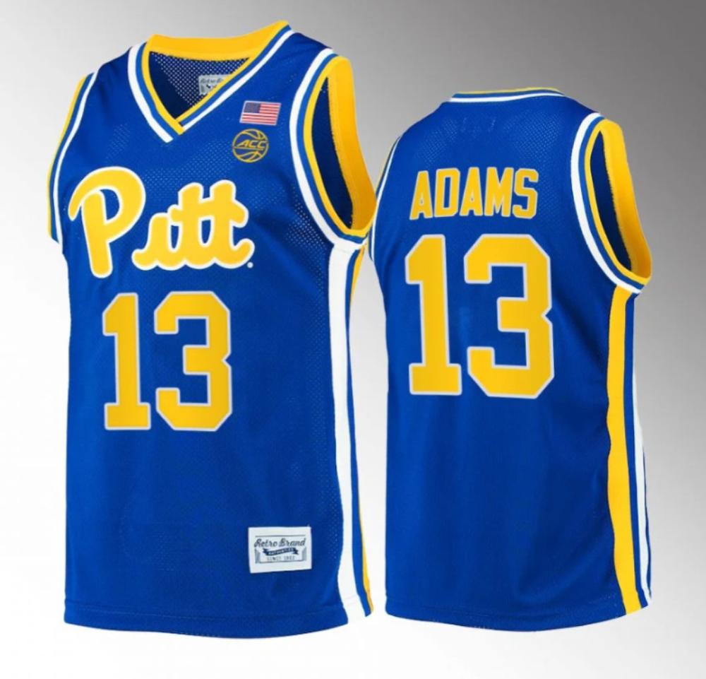 Steven Adams 13 Ncaa 2023 24 Pitt Panthers College Basketball Jersey Blue