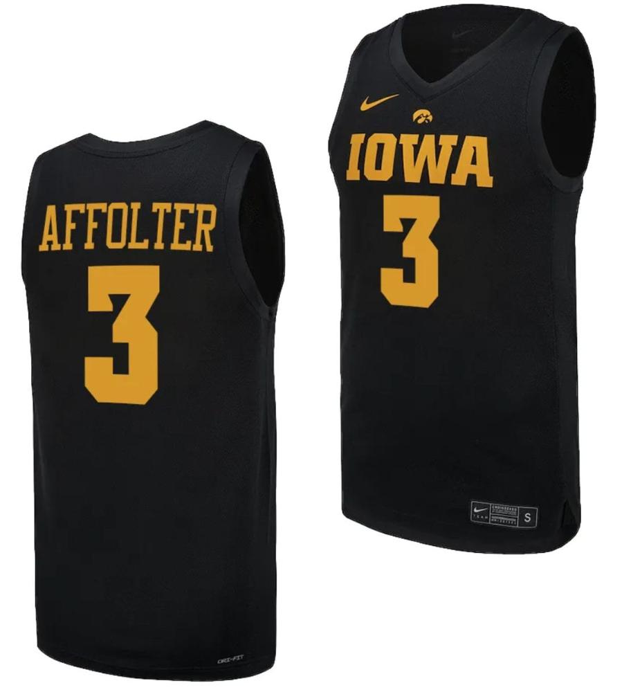 Sydney Affolter Jersey 3 Iowa Hawkeyes Basketball Uniform 2023 24 Black