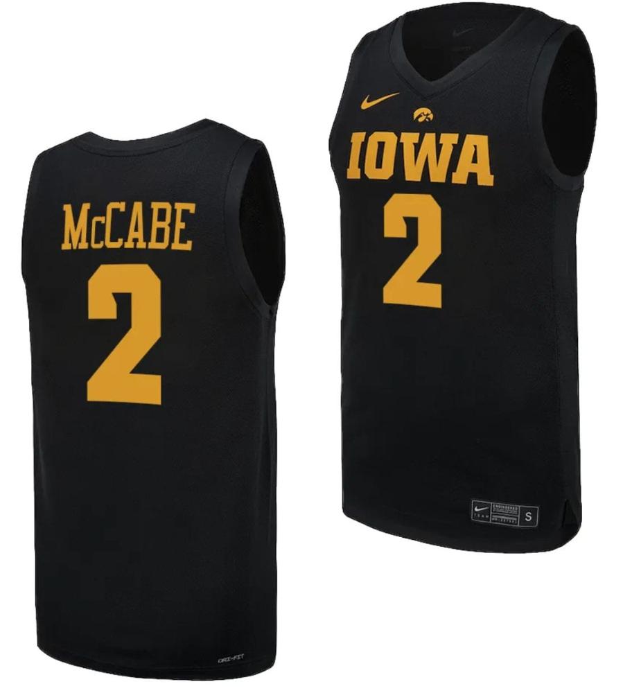 Taylor Mccabe Jersey 2 Iowa Hawkeyes Basketball Uniform 2023 24 Black