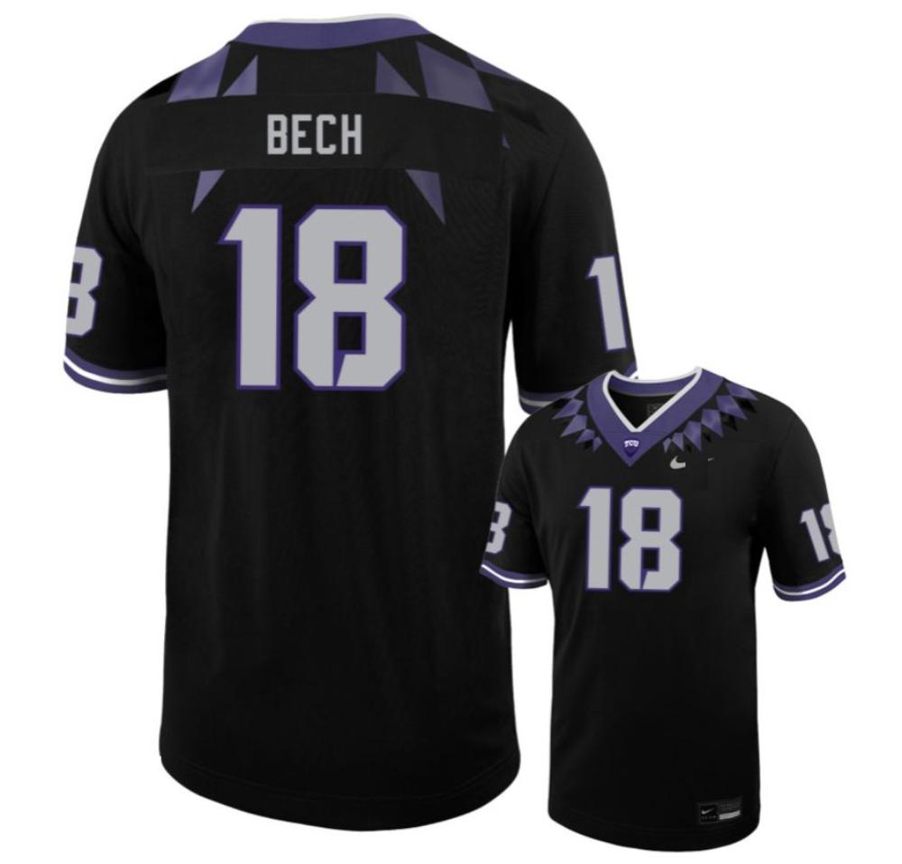Tcu Football Replica Jersey 18 Jack Bech   Black