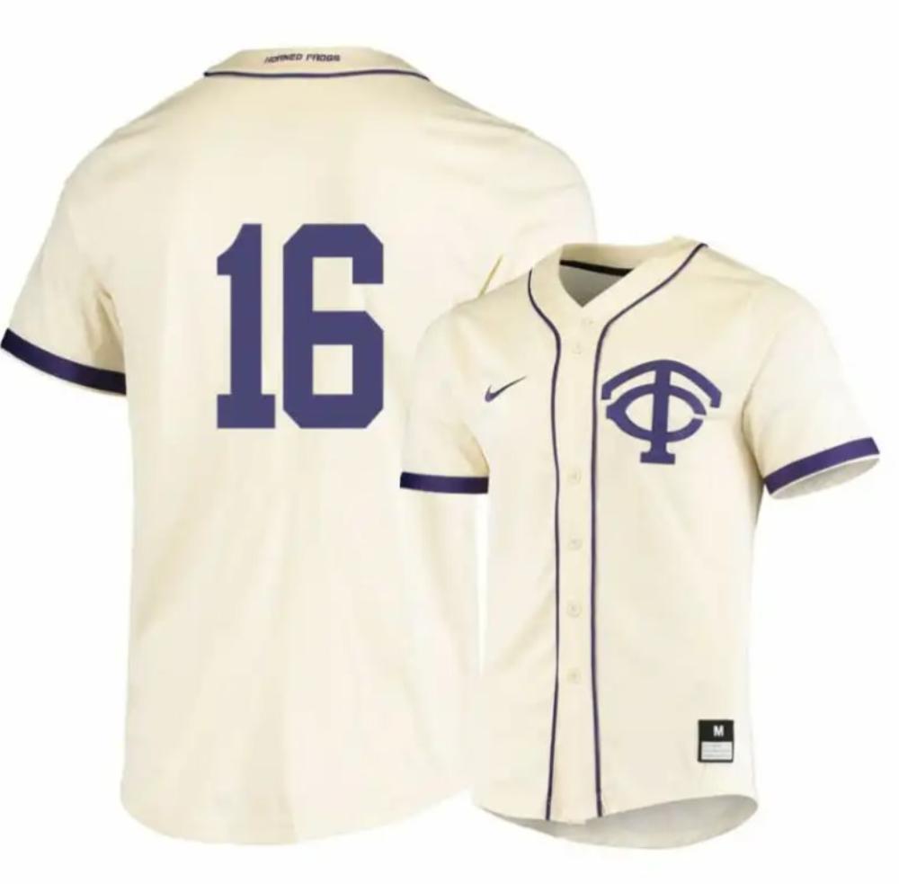 Tcu Horned Frogs 16 Gene Wood White Elite Baseball Jersey