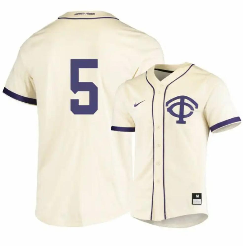 Tcu Horned Frogs 5 Sam Thompson White Elite Baseball Jersey