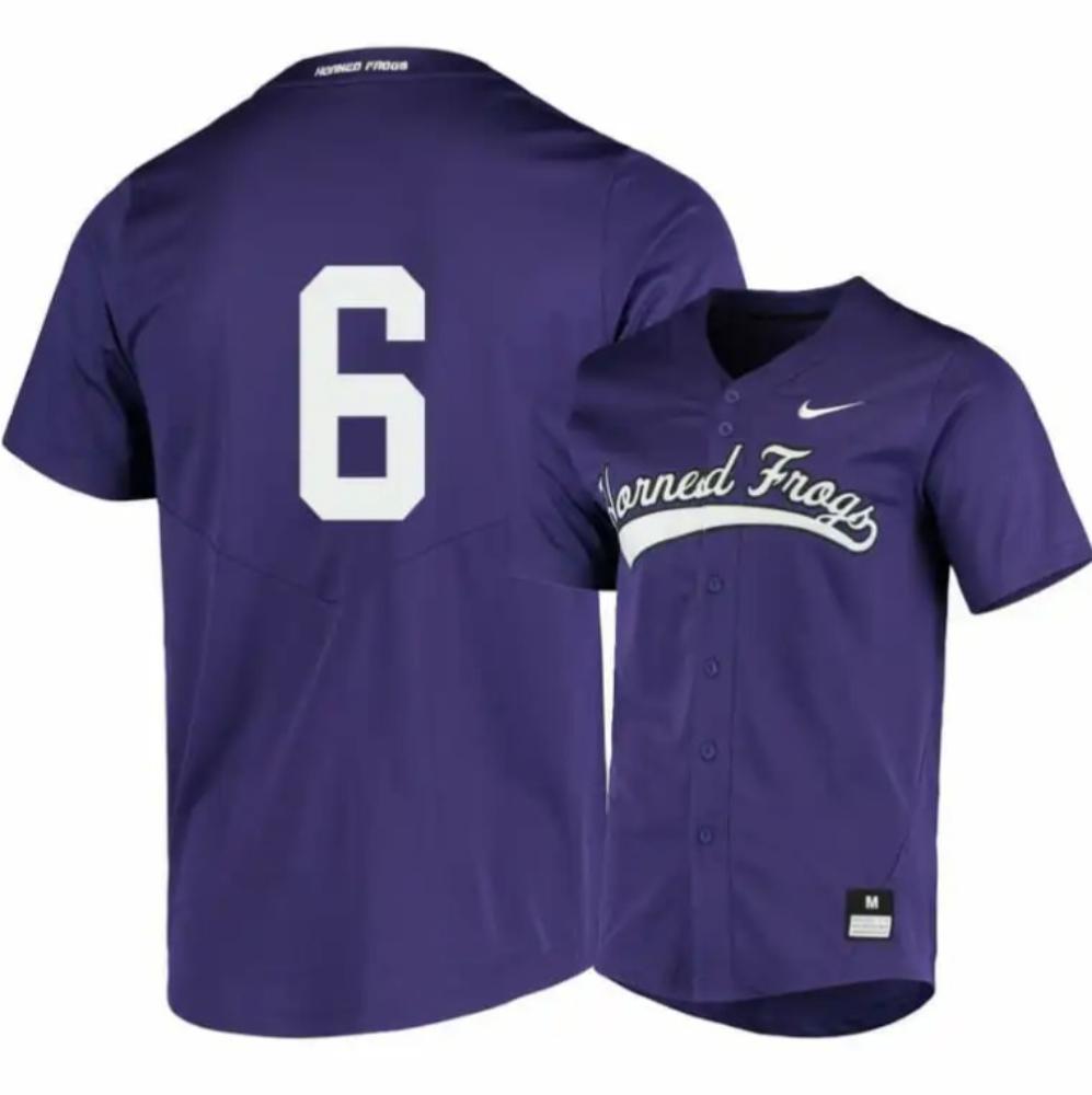 Tcu Horned Frogs 6 Hunter Wolfe Purple Elite Baseball Jersey
