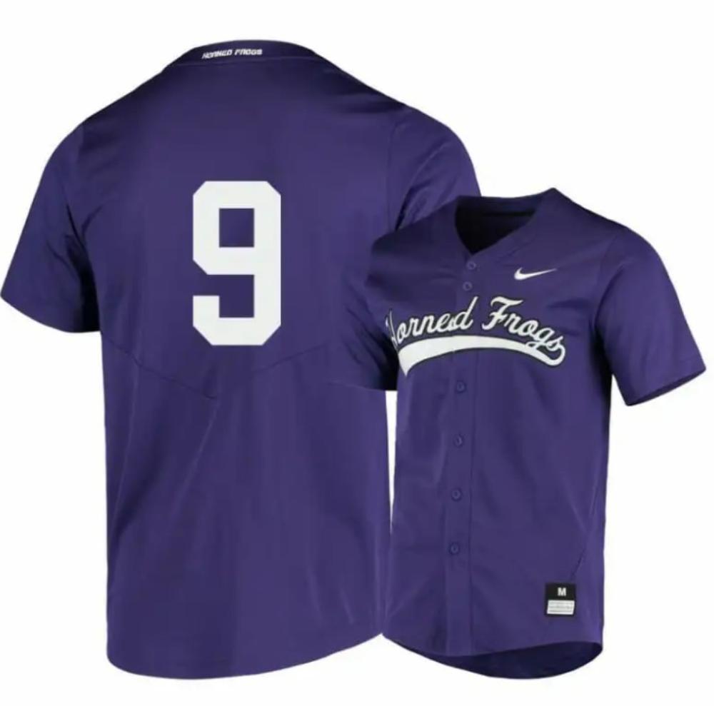 Tcu Horned Frogs 9 Conner Shepherd Purple Elite Baseball Jersey