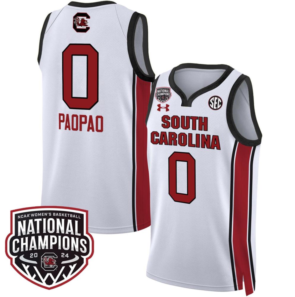 Te hina Paopao Jersey 0 South Carolina Gamecocks Champions All Stitched White