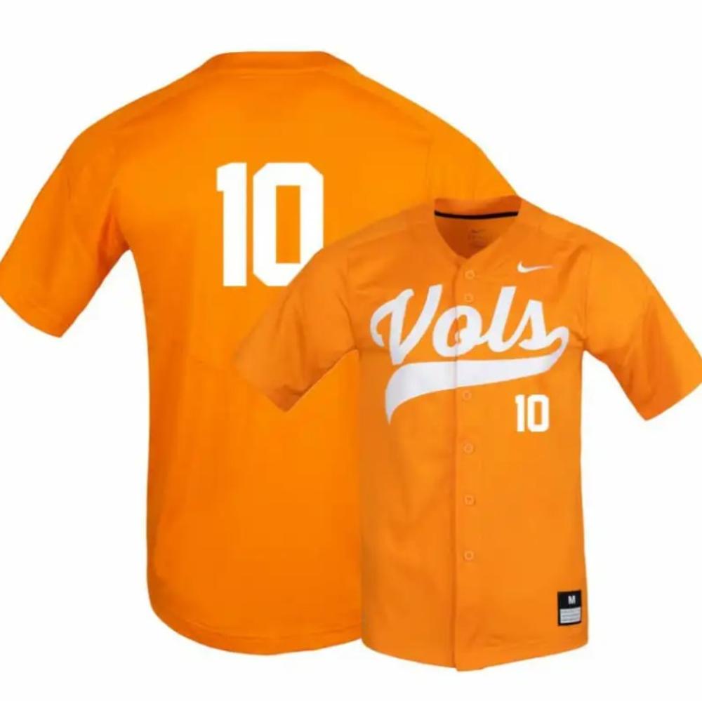 Tennessee Volunteers 10 Pete Derkay Elite Orange Baseball Jersey