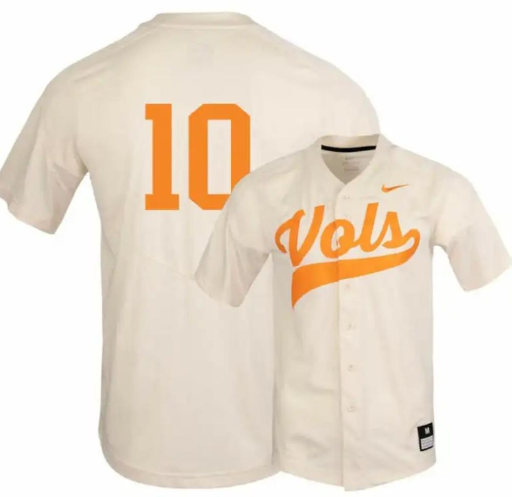 Tennessee Volunteers 10 Pete Derkay Elite White Baseball Jersey