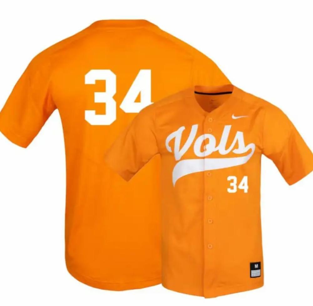 Tennessee Volunteers 34 Garrett Crochet Elite Orange Baseball Jersey