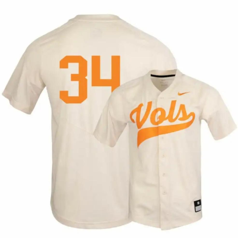 Tennessee Volunteers 34 Garrett Crochet Elite White Baseball Jersey