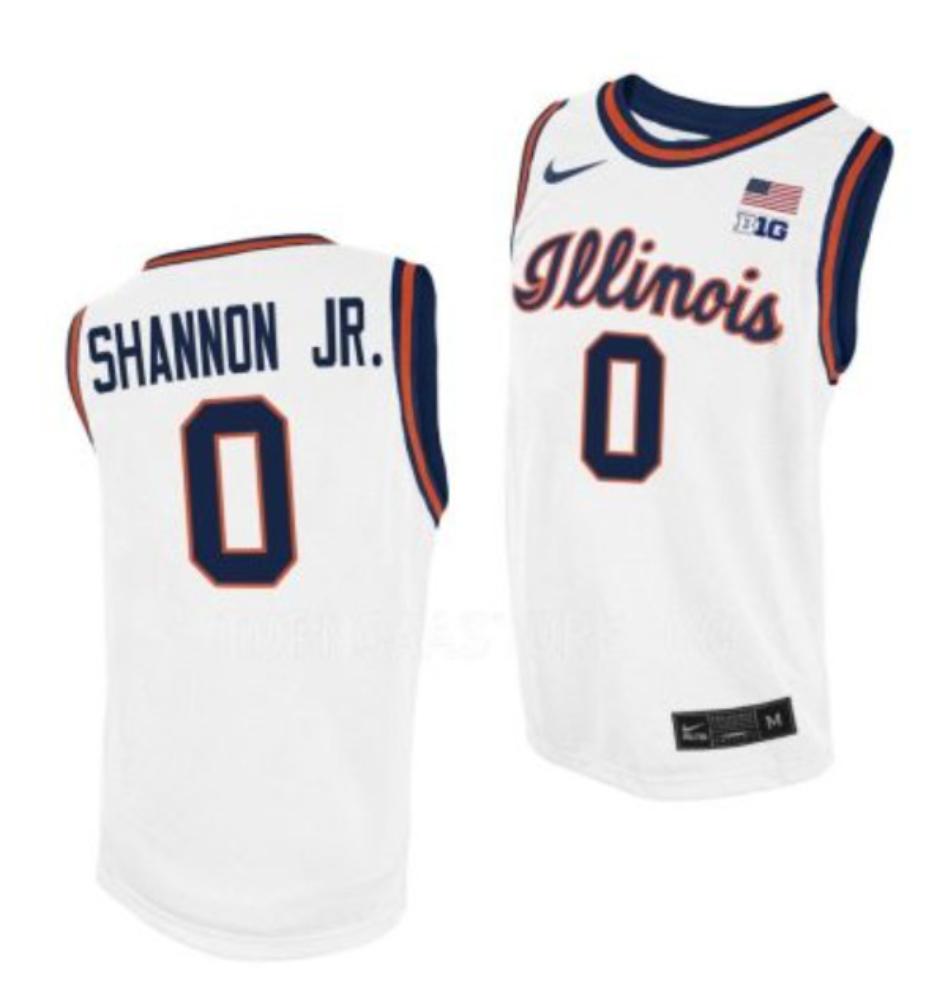 Terrence Shannon Jr Jersey 0 Illinois Fighting Illini College Basketball White
