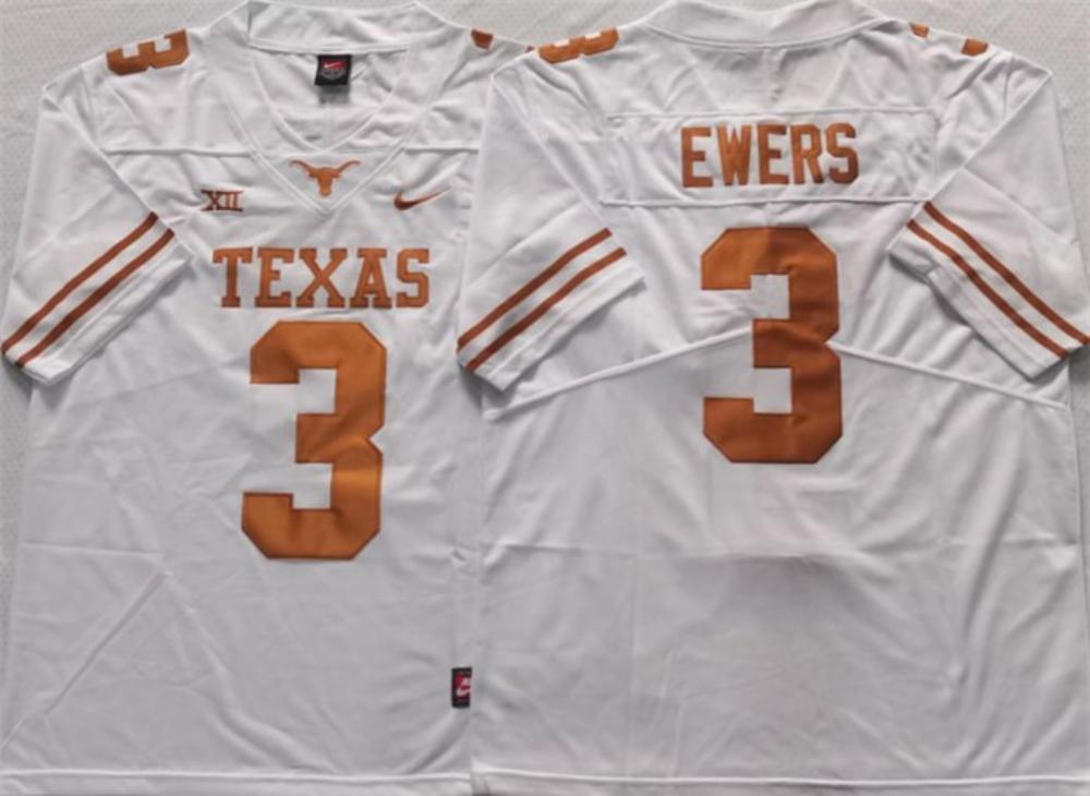 Texas Longhorns 3 Ewers White Stitched Jersey