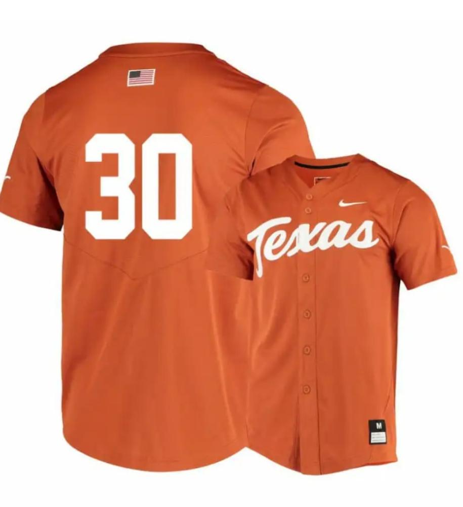 Texas Longhorns 30 Eric Kennedy Elite Orange College Baseball Jersey
