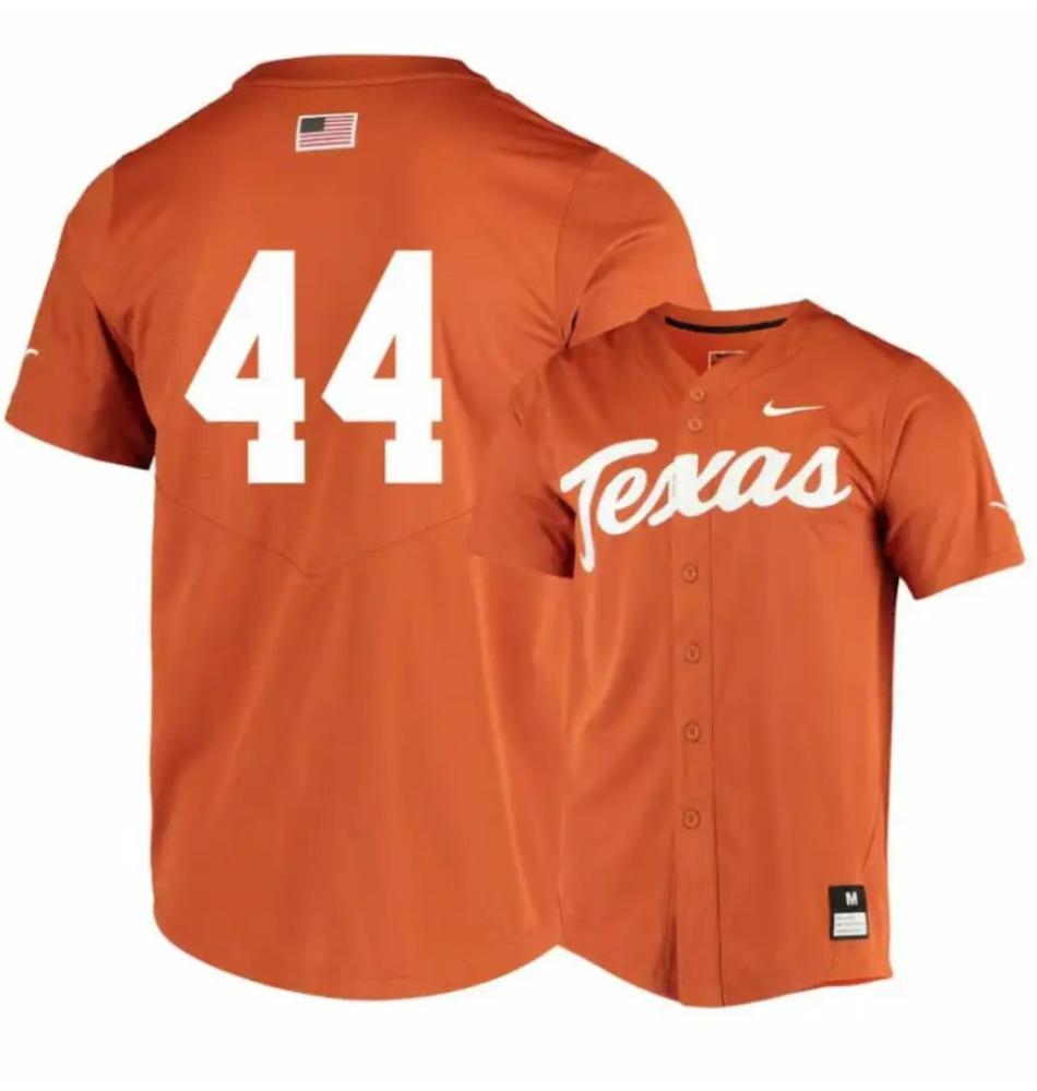 Texas Longhorns 44 Austin Todd Elite Orange College Baseball Jersey