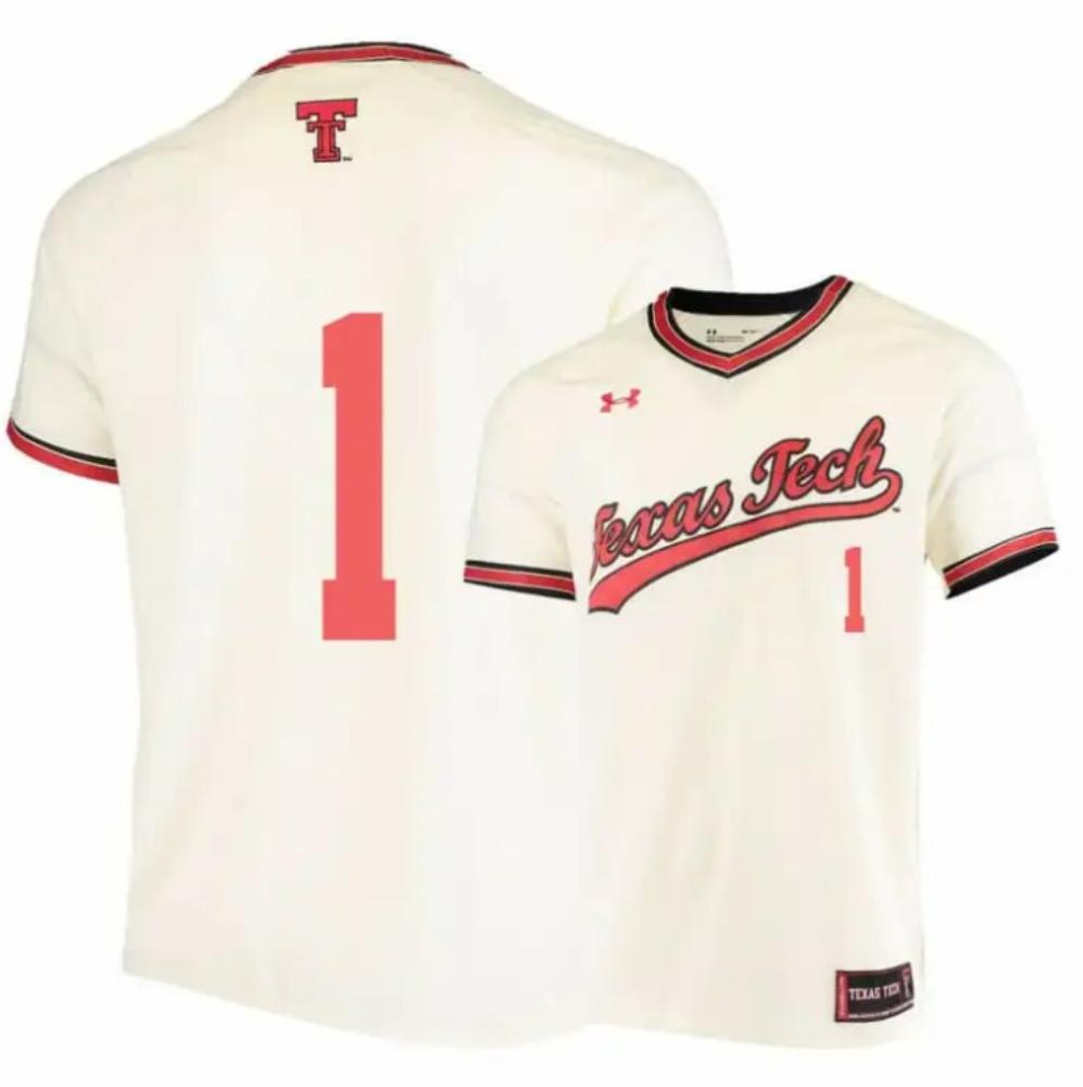 Texas Tech Red Raiders 1 Dillon Carter Cream College Baseball Jersey