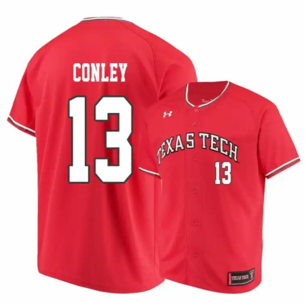 Texas Tech Red Raiders 13 Cal Conley Red College Baseball Jersey
