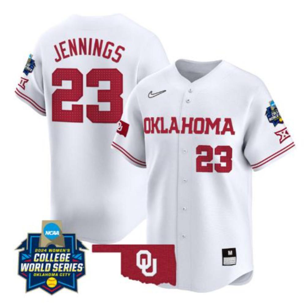 Tiare Jennings Jersey 23 Oklahoma Sooners 2024 World Series Ncaa Baseball White