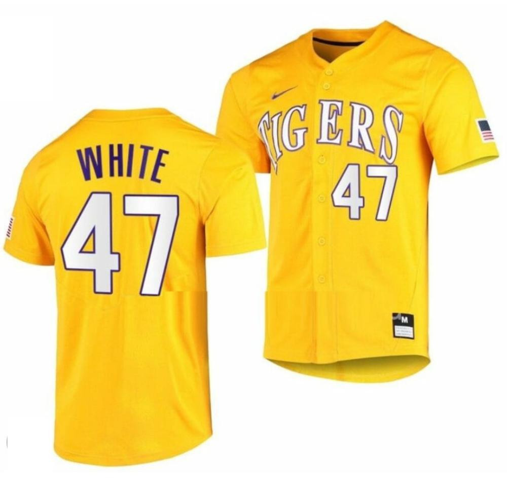 Tommy White Jersey Lsu Tigers Baseball Ncaa College Gold 47