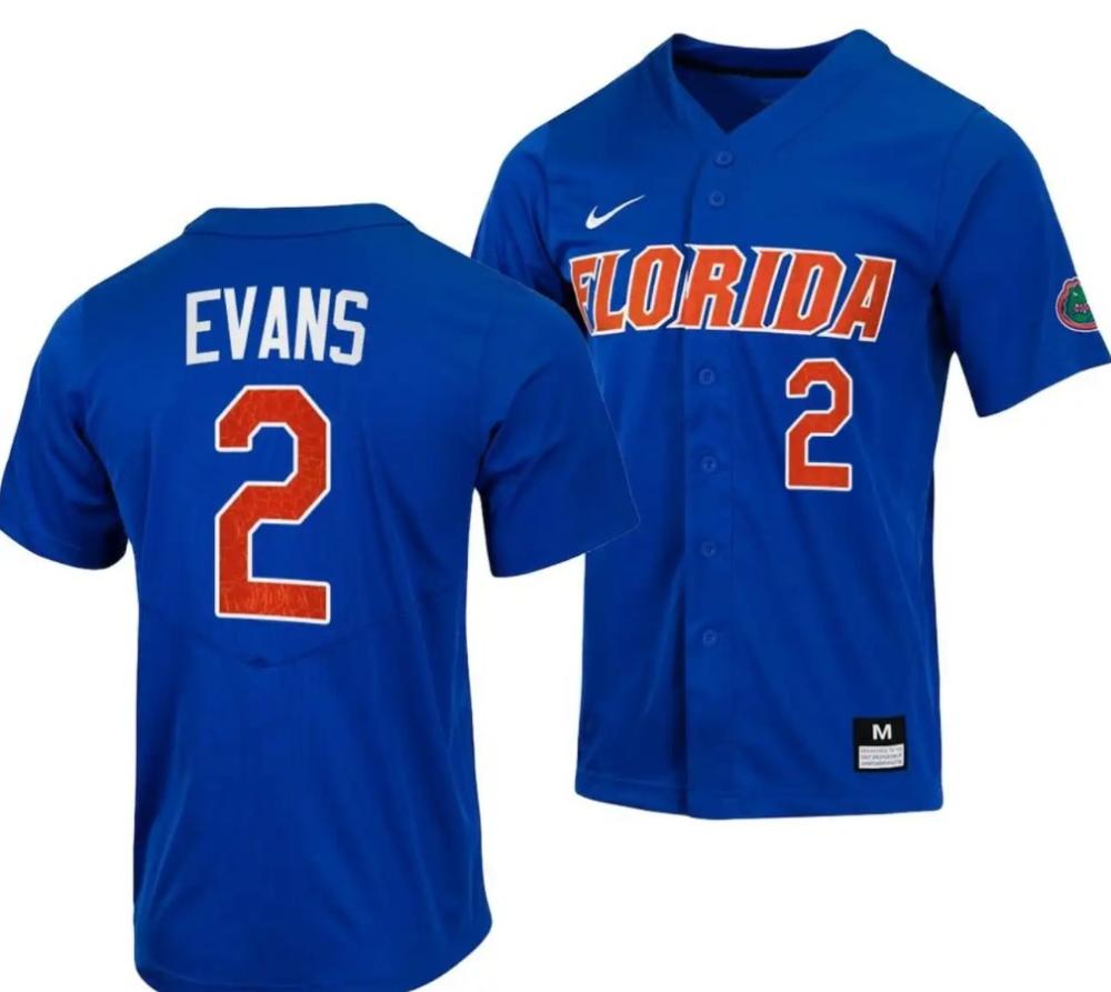 Ty Evans Jersey Florida Gators College Baseball Full button Royal 2