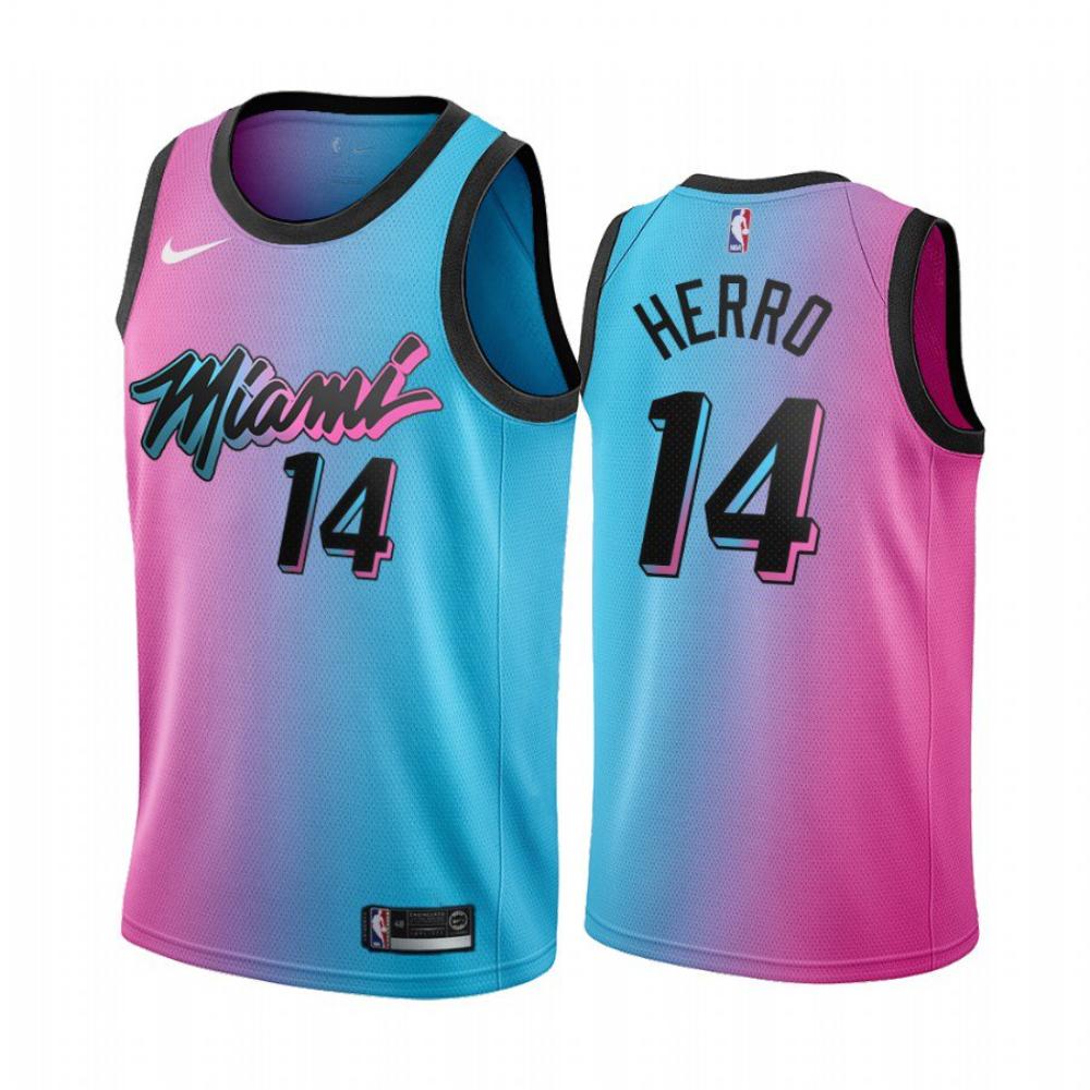 Tyler Herro Jersey 14 Miami Heat Basketball City Blue Pick
