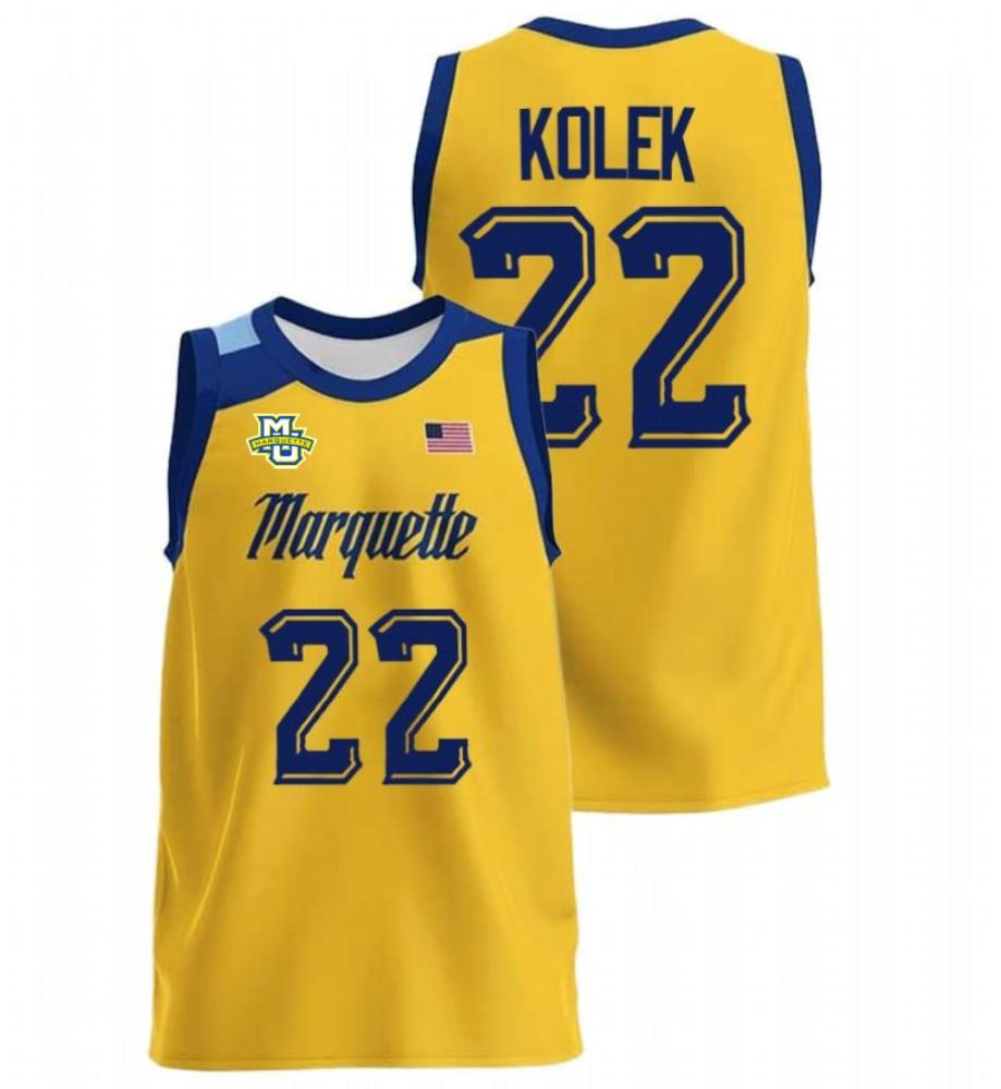 Tyler Kolek 22 Ncaa Marquette Golden Eagles College Basketball Jersey Gold